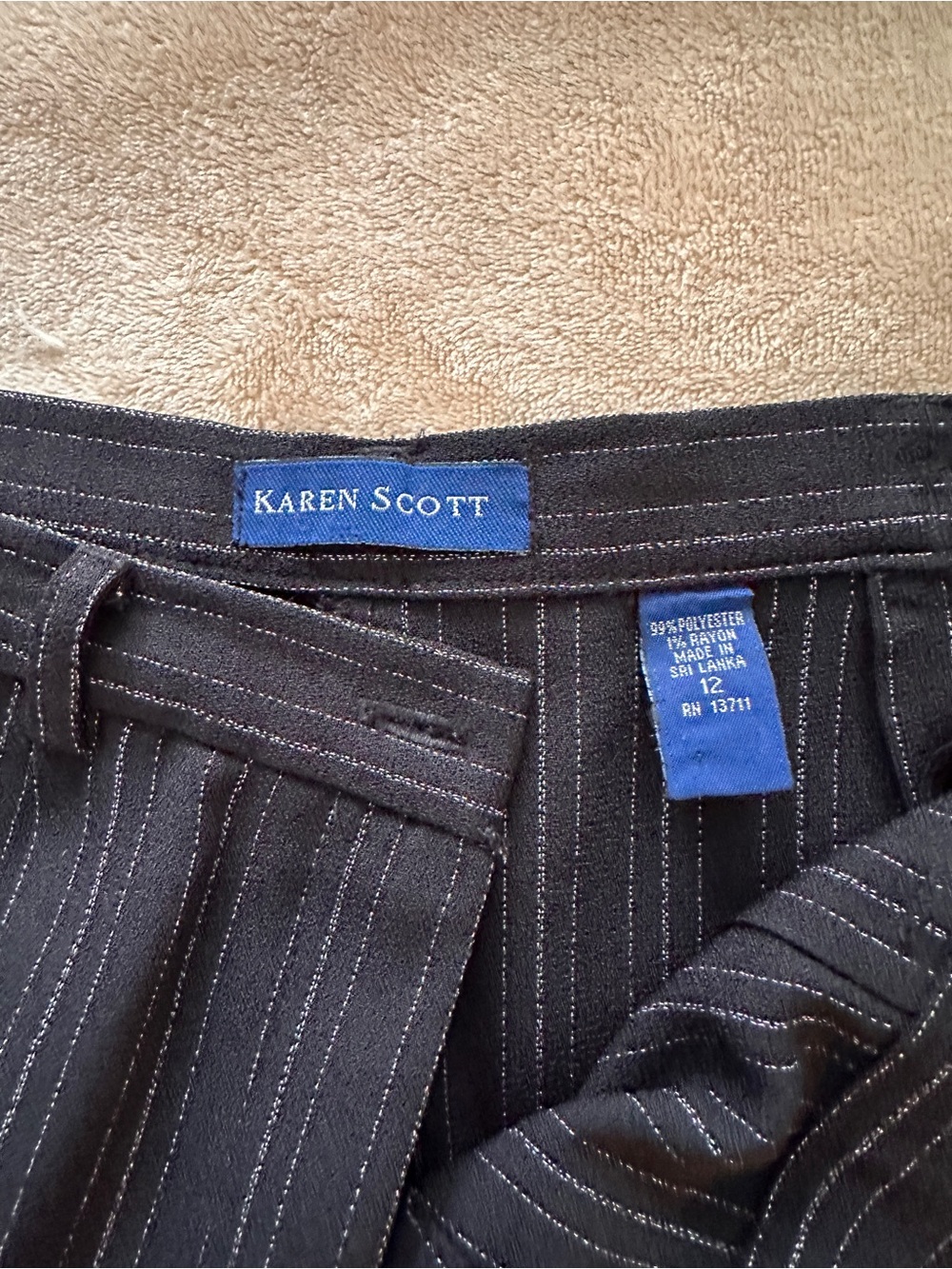 Karen Scott Black Pinstripe Women's Dress Pantsuit - Picture 3 of 7